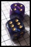 Dice : Dice - 6D Pipped - Blue Swirl with Gold Pips - FA collection buy Dec 2010